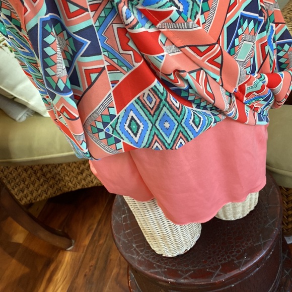 Silky lined southwest Aztec print style mini dress Size M - Picture 5 of 9